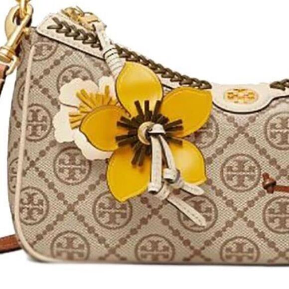 NWT TORY BURCH  T Monogram Braided Floral Studio Shoulder Bag new with tag - Picture 9 of 10